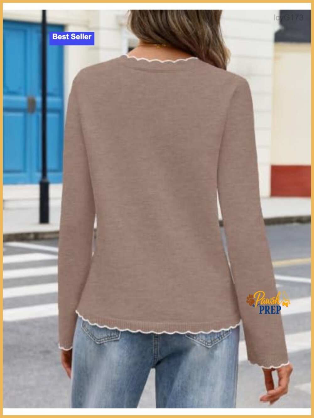 Merokeety Women's Fall Cardigan Sweater Trendy Long Sleeve Open Front Scalloped - Picture 4 of 6